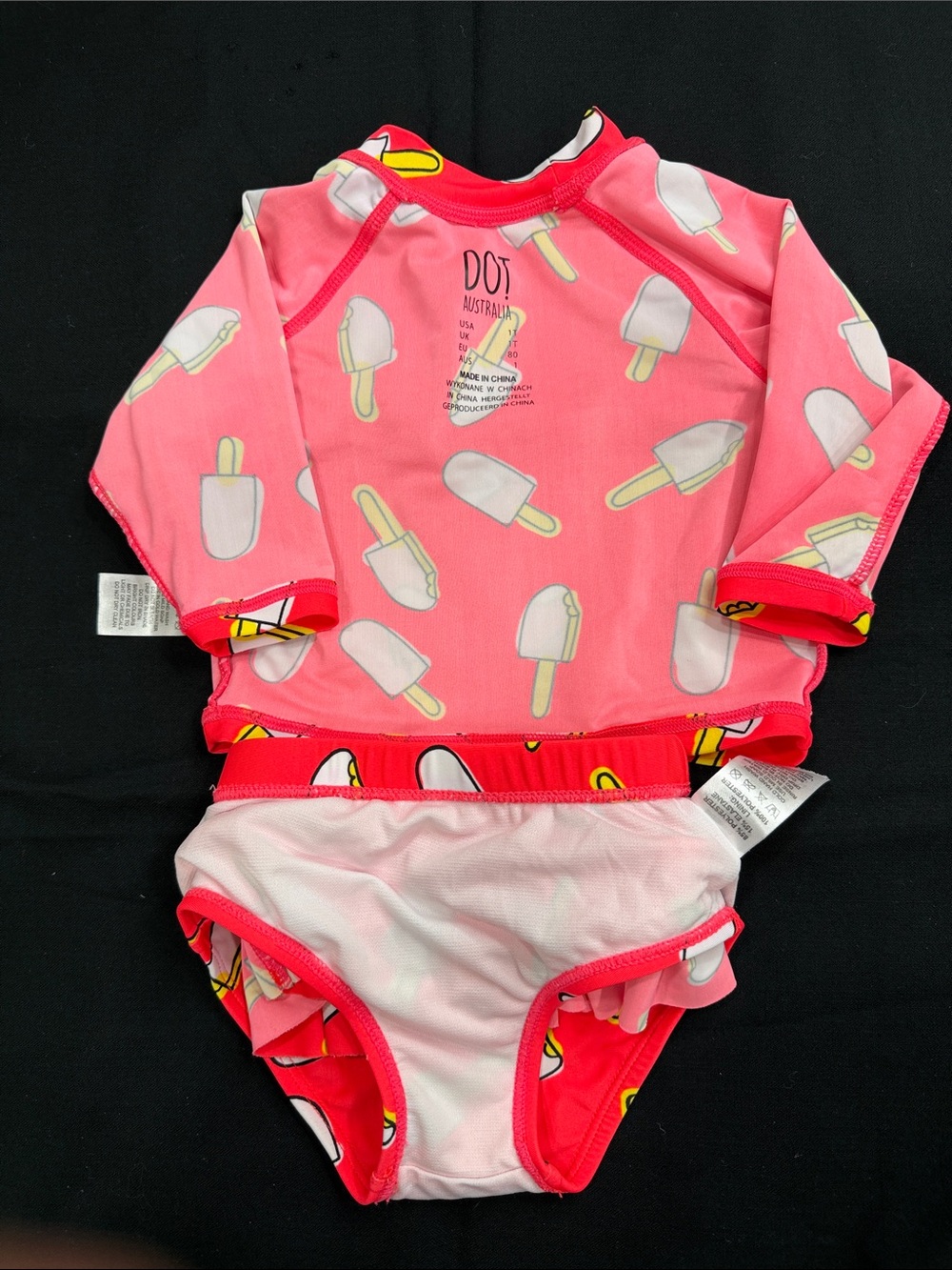 Girls' Red Popsicle Print Rash Guard Set - Picture 6 of 6
